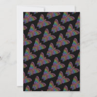 Rainbow Butterfly (black pattern) - Greeting Card