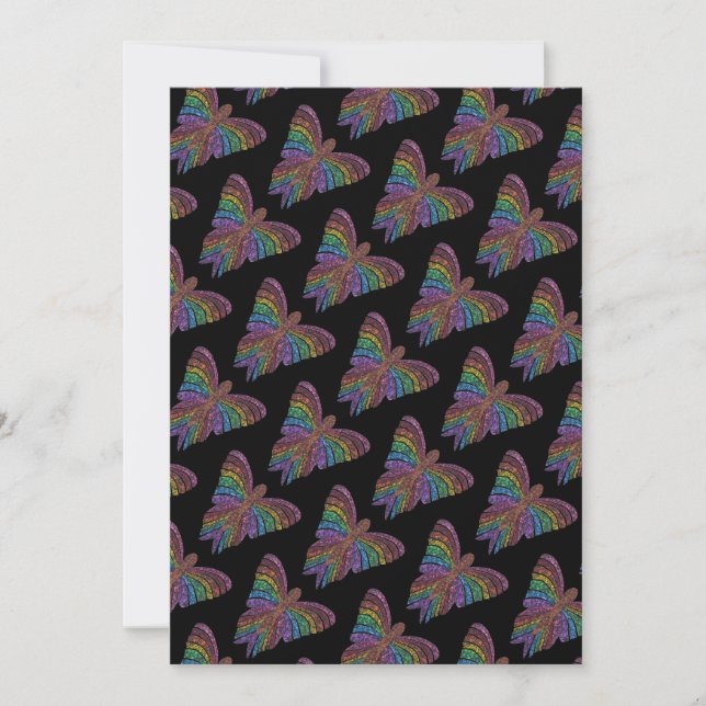 Rainbow Butterfly (black pattern) - Greeting Card (Front)