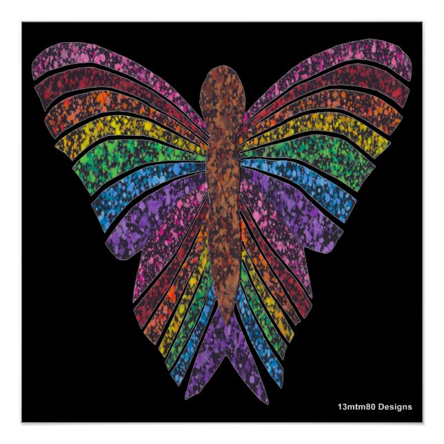 Rainbow Butterfly (black) - Poster Print (Front)