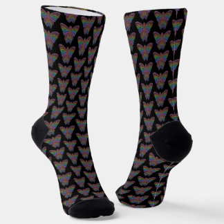 Rainbow Butterfly (black) - Premium Socks