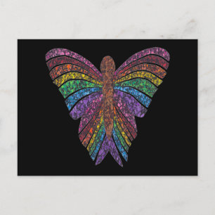 Rainbow Butterfly (black single) - Postcard