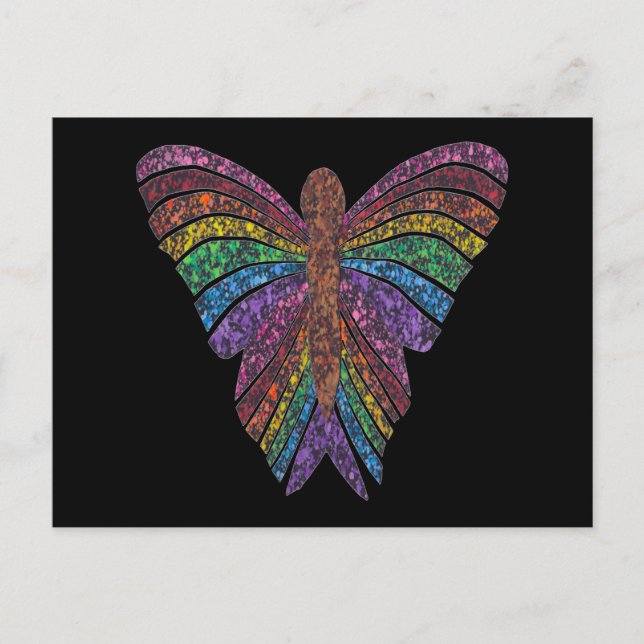 Rainbow Butterfly (black single) - Postcard (Front)