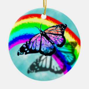Rainbow Butterfly Ceramic Ornament