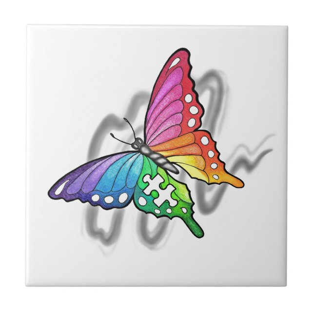 Rainbow Butterfly Ceramic Tile (Front)