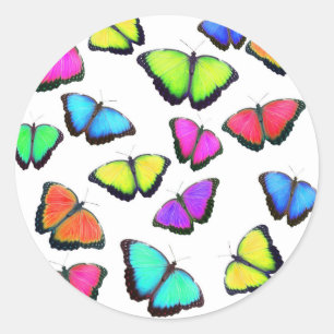 Rainbow Butterfly Classic Round Sticker