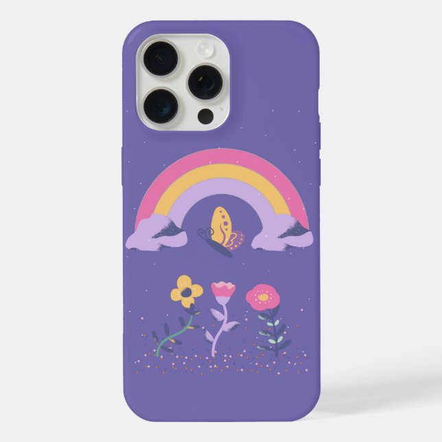 Rainbow Butterfly Cloud Flowers iPhone Case (Back)
