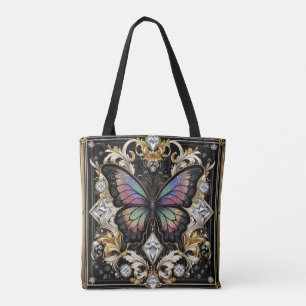 Rainbow Butterfly Diamonds Luxury Tote Bag