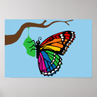 Rainbow Butterfly Emerging From Chrysalis