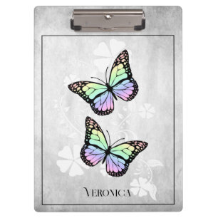Rainbow Butterfly Floral Clipboard