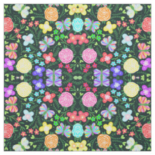 Rainbow Butterfly Flower Fabric