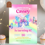 Rainbow Butterfly Girl Birthday Invitation<br><div class="desc">Rainbow Butterfly Girl Birthday Invitation,  Fairytale Butterfly Girl Birthday,  Pastel Rainbow Magical Birthday Invitation,  Flutter on Over Butterfly Girl Birthday Invitation</div>