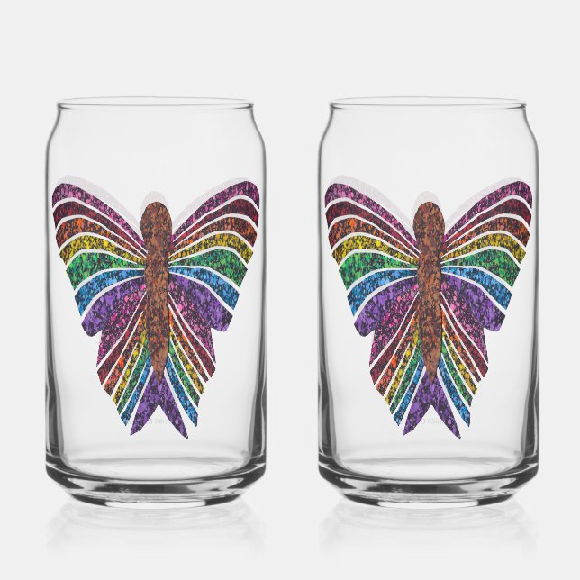 Rainbow Butterfly - Glass Cans (Front)