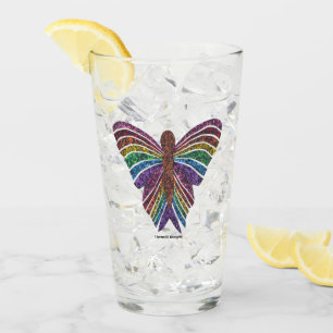 Rainbow Butterfly - Glass Cup (16oz)
