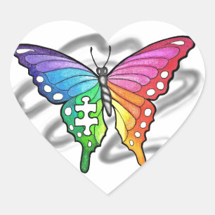 Rainbow Butterfly Heart Sticker