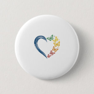 Rainbow Butterfly Heart Vintage Engraving Design_1 6 Cm Round Badge