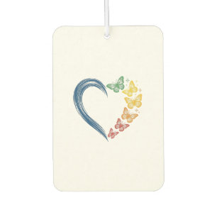 Rainbow Butterfly Heart Vintage Engraving Design_1 Car Air Freshener