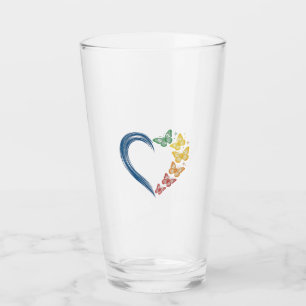 Rainbow Butterfly Heart Vintage Engraving Design_1 Glass