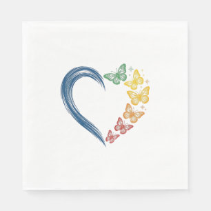 Rainbow Butterfly Heart Vintage Engraving Design_1 Napkin