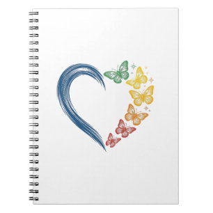 Rainbow Butterfly Heart Vintage Engraving Design_1 Notebook
