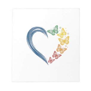 Rainbow Butterfly Heart Vintage Engraving Design_1 Notepad