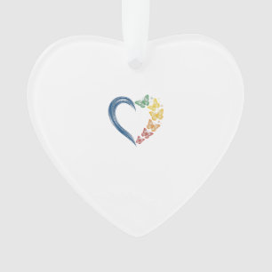 Rainbow Butterfly Heart Vintage Engraving Design_1 Ornament