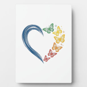 Rainbow Butterfly Heart Vintage Engraving Design_1 Plaque