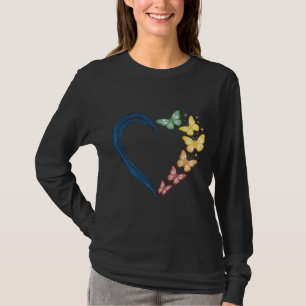 Rainbow Butterfly Heart Vintage Engraving Design_1 T-Shirt