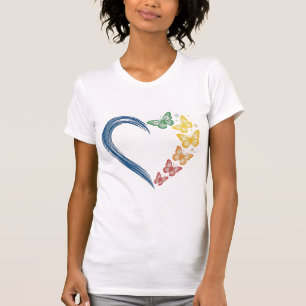 Rainbow Butterfly Heart Vintage Engraving Design_1 T-Shirt
