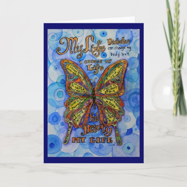Rainbow Butterfly Inspirational Diabetes Cards (Front)