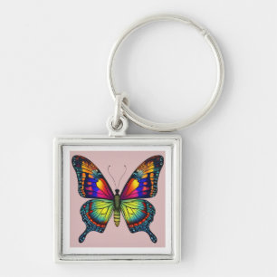 Rainbow butterfly key ring