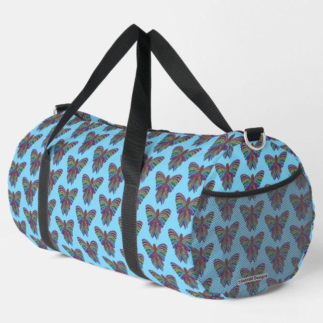 Rainbow Butterfly (light blue) - Duffel Bag (Right Corner)