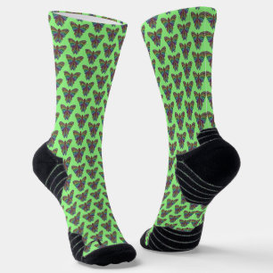 Rainbow Butterfly (light green) - Athletic Socks