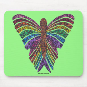 Rainbow Butterfly (light green) - Mouse Pad