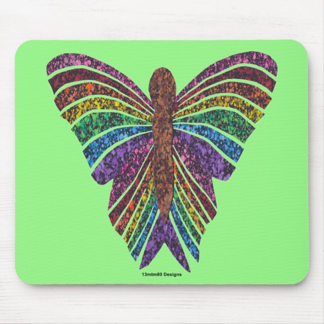Rainbow Butterfly (light green) - Mouse Pad (Front)