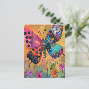 Rainbow Butterfly Meadow Art Tote Bag Postcard