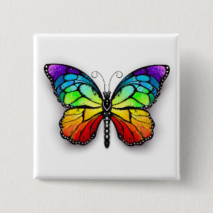 Rainbow butterfly Monarch 15 Cm Square Badge