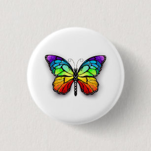 Rainbow butterfly Monarch 3 Cm Round Badge