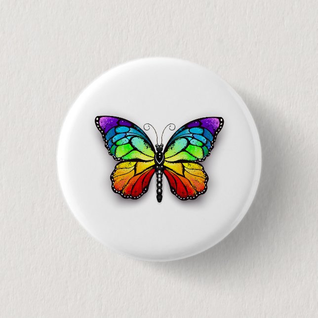 Rainbow butterfly Monarch 3 Cm Round Badge (Front)