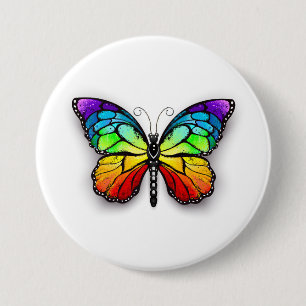 Rainbow butterfly Monarch 7.5 Cm Round Badge
