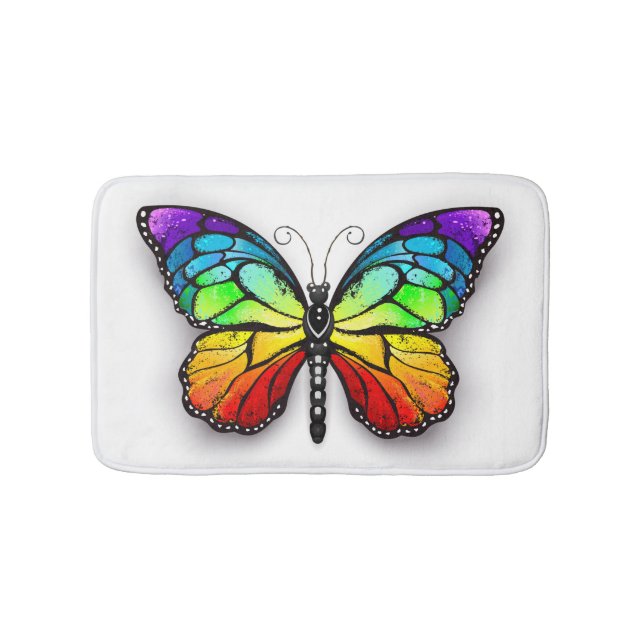 Rainbow butterfly Monarch Bath Mat (Front)