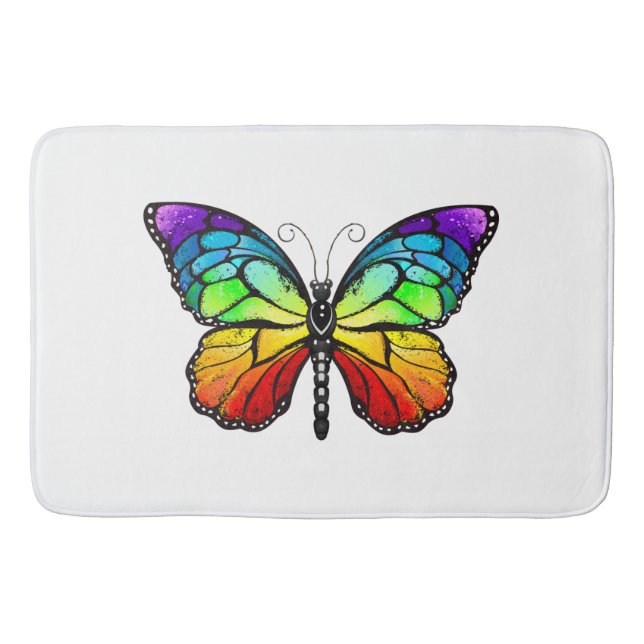 Rainbow butterfly Monarch Bath Mat (Front)