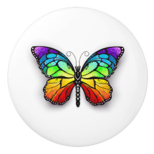 Rainbow butterfly Monarch Ceramic Knob