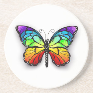 Rainbow butterfly Monarch Coaster