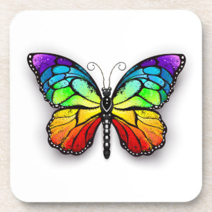 Rainbow butterfly Monarch Coaster