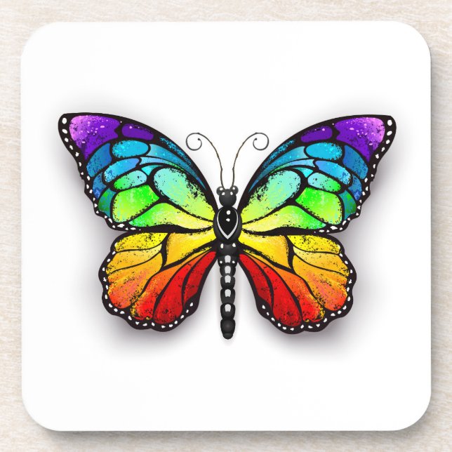 Rainbow butterfly Monarch Coaster (Front)