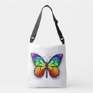 Rainbow butterfly Monarch Crossbody Bag