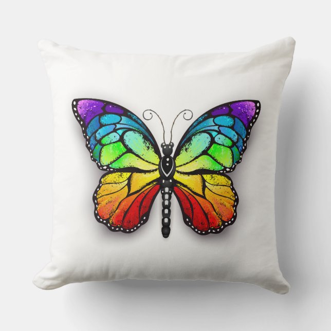Rainbow butterfly Monarch Cushion (Front)