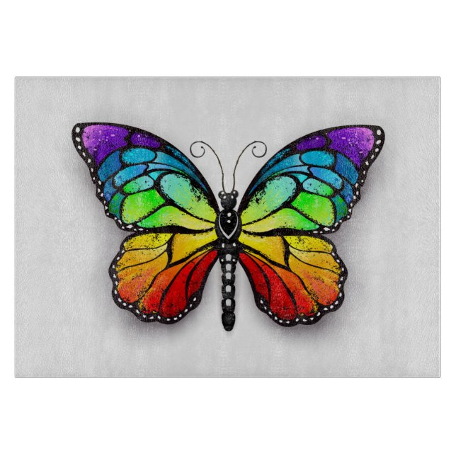 Rainbow butterfly Monarch Cutting Board (Front)