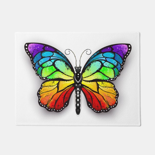 Rainbow butterfly Monarch Doormat (Front)