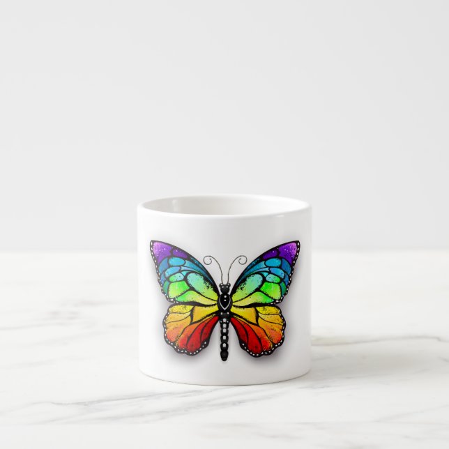 Rainbow butterfly Monarch Espresso Cup (Front)